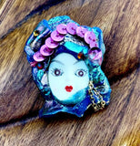 Vintage Artisan Handmade Colorful Gypsy Pin Brooch