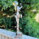 Large Metal Artisan Medieval Style Knight Lamp Decorative Art Electric Light
