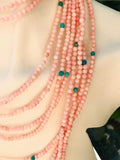 Jay King Signed DTR 925 Pink Coral & Turquoise Long Beaded Necklace Set of 2