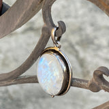 Vintage Sterling Silver 925 Large Oval Moonstone Moon Stone Pendant Charm 7.6g