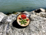 Rare Antique Rose Inlaid Abalone Brooch Pin Made In Czechoslovakia