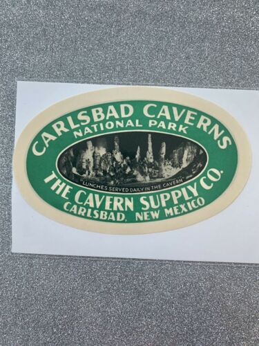 Carlsbad Caverns National Park Cavern Supply Co. New Mexico Luggage Label Rare