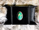 Vintage Native American Green Turquoise Sterling Silver Ring Size 5.5