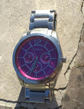 Fossil Stainless Steel Pink Face Day Month Week Watch BQ3017