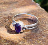 Vintage Sterling Silver 925 Purple Amethyst Gem Stone Ring Size 7