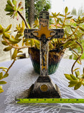 Vintage Metal Crucifix Religious Art Jesus On The Cross Christian Catholic Decor