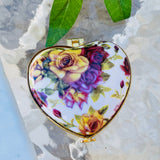 Vintage Lily Creek Gold Rose Floral You are Special Heart Trinket Keepsake Box