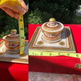 Gold Leaf Work On Marble Plate & Bowl Royal City Of Jaipur India Red Velvet Box