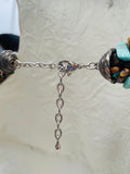 Artisan Tiger's Eye & Turquoise Chip Stone Layered Chunky Silver Tone Necklace