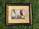 Sailboat Racing the Wind Michael O'toole print Double matte Glass Framed Boat