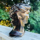 Vintage Greek David Head Bust Bronze Glaze Ceramic Art Statue Signed Jan 1978