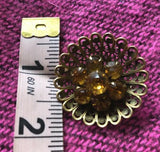 Vintage Mandala Orange Stone Flower Fashion Brooch Pin
