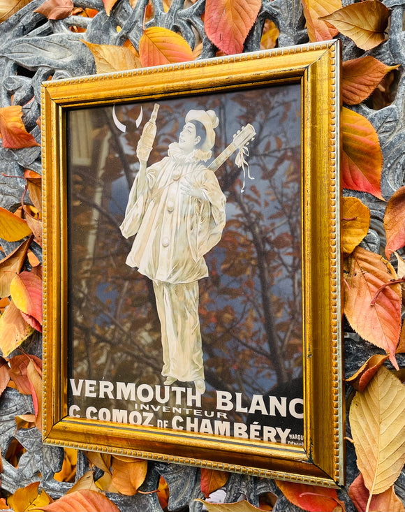 Vermouth Blanc Comoz de Chambery Liqueur Gold Tone Vintage Framed Art Picture