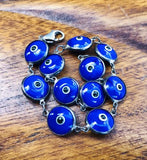 Vintage Blue Evil Eye Sterling Silver Guarding Bracelet