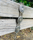 Vintage Sterling Silver Mexico Spiritual Symbol Calendar Toggle Bracelet 29.7g