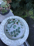 Rare M A Hadley Green Pear & Grape Lid Covered Casserole Dish & Large Plate Set