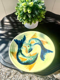 Antique Salva Ceramic Glazed Pottery Asian Fish Plate Dish Wall Art Decor