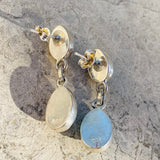 Sterling Silver 925 Blue Larimar Teardrop Dangle Drop Gemstone Earrings 6.8g