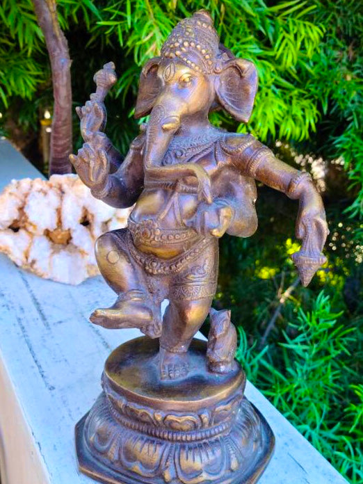 Vintage Brass Metal Hindu Ganesha Elephant God Ganesh Art Sculpture Figurine