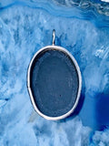 Vintage Sterling Silver Turquoise Oval Pendant