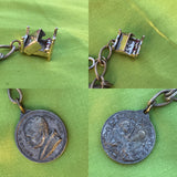 Vintage 7 Charms Sterling Silver 925 Cuckoo Catholic Cat Dog Bed Charm Bracelet