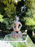 Antique Spiritual Buddhist Bronze Metal Crouching Buddha Devotee Offering Figure