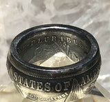 Handmade 1921 US Morgan Silver Dollar 12mm Ring Size 9