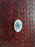 Vintage Native American Sterling Silver, Turquoise, Coral, Mother of Pearl Inlay Blue Jay Bird