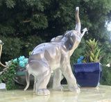 Vintage Signed Alba Luila Portelanul Porcelain Matte Grey Elephant Figurine