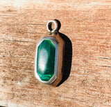 Taxco Vintage Sterling Silver 925 Green Malachite Stone Charm Pendant 4.29g