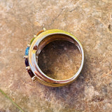 P 14K Plum Yellow Gold Garnet Peridot Citrine Topaz 5 Gem Stone 6.25 Ring 5.9g