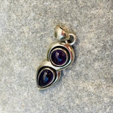 Vintage Sterling Silver 925 Amethyst Stones Teardrop Gemstone Pendant Charm 3.4g