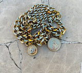 Vintage Gold Tone Link Chain Coin Long Double Layered Gypsy Fashion Women's Belt