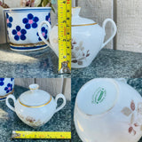Vintage Donaire Porcelana Renner Porto Alegre White Rose Sugar Bowl Lid Handles