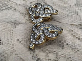 Vintage Swarovski Gold Tone Rhinestone Crystal Knot Design Clip On Earrings