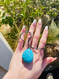 Vintage Artisan Teardrop Genuine Turquoise Stone Pendant Necklace