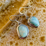 Vintage Sterling Silver 925 Larimar Blue Calcite Dangle Drop Earrings 7g