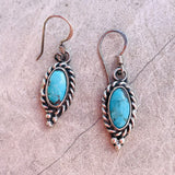 Vintage Sterling Silver 925 Turquoise Stone Dangle Drop Pierced Earrings 5.7g