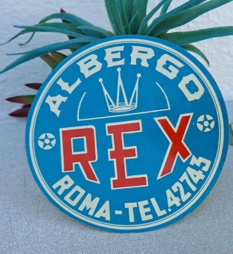 Vintage Albergo Roma REX Original Luggage Label Sticker