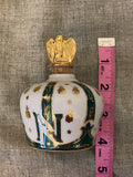 Crown Sempe Limoges France Napoleon Gold Tone Green Porcelain Decanter Bottle