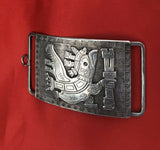 Vintage Sterling Silver Aztec Bird Warrior Pendant Buckle