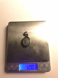 Antique Green Malachite Mexican Aztec Mayan Calendar Sterling Silver 925 Pendant