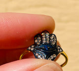 Gold / Sterling Silver 925 Hatima Hand Evil Hamsa Eye Marcasite Ring Size 7.25