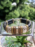 Vintage Artisan Handmade Tribal Brass Copper Silver Metal Snakeskin Bracelet