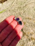 Vintage Sterling Silver 925 Amethyst Stones Teardrop Gemstone Pendant Charm 3.4g