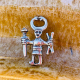 Vintage Sterling Silver 925 Primitive Tribal Man Pendant Rare Design 8.9g