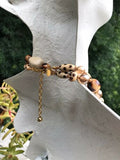 Joan Rivers Extra Long Beaded Gold Tone Tribal Necklace Beige + Brown
