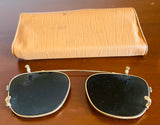 Vintage American Optical True Color Gold Tone Black Sunglasses w Leather Case