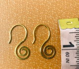 Vintage Gold Tone Swirl Abstract Pierced Drop Earrings