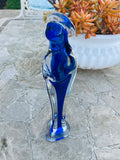 Vintage Religious Catholic Madonna Virgin Mary Cobalt Blue Glass Art Figurine